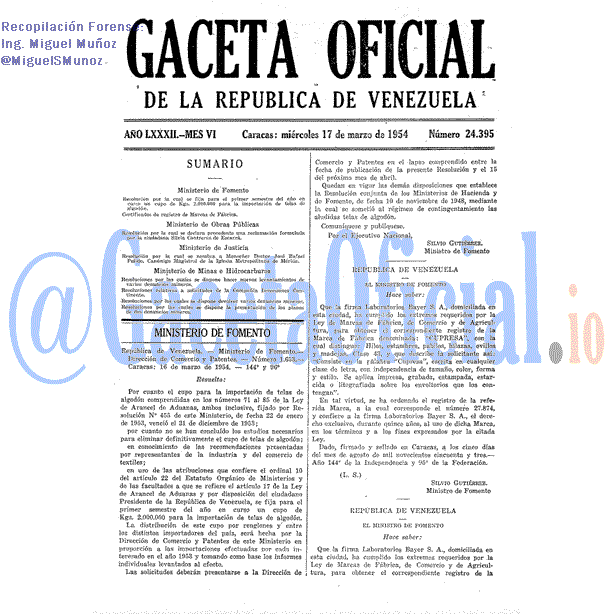 Gaceta Oficial 24395 del 17 Marzo 1954
