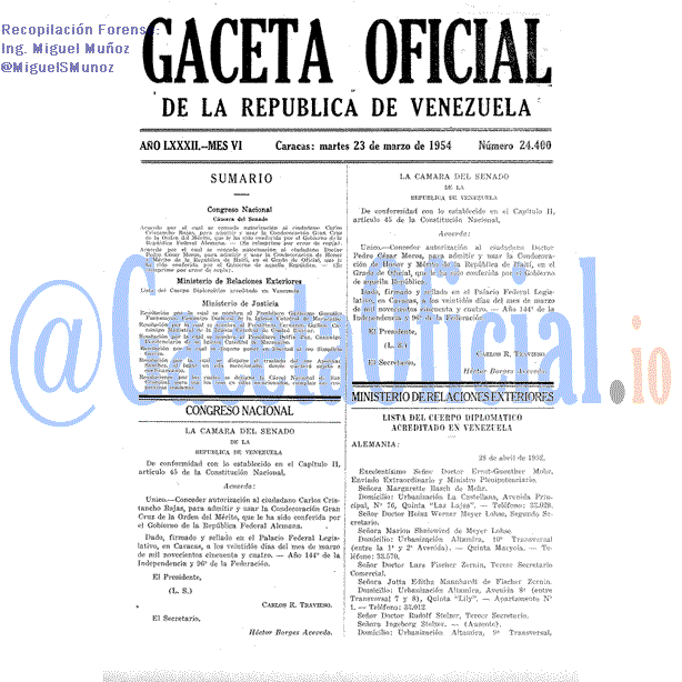 Gaceta Oficial 24400 del 23 Marzo 1954
