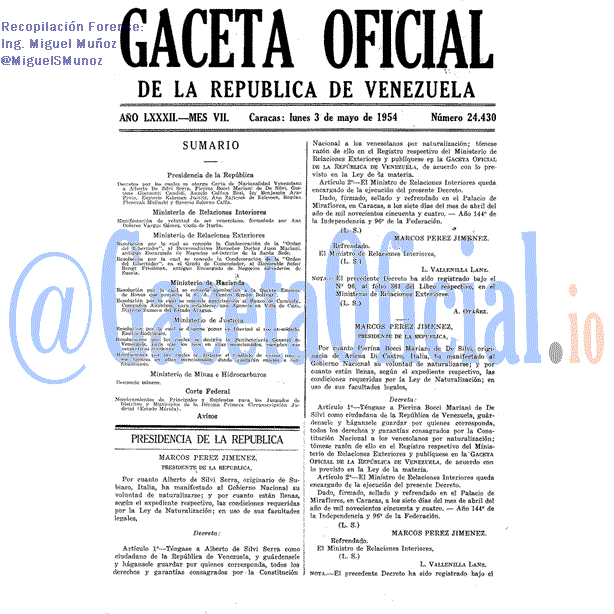 Gaceta Oficial 24430 del 3 Mayo 1954