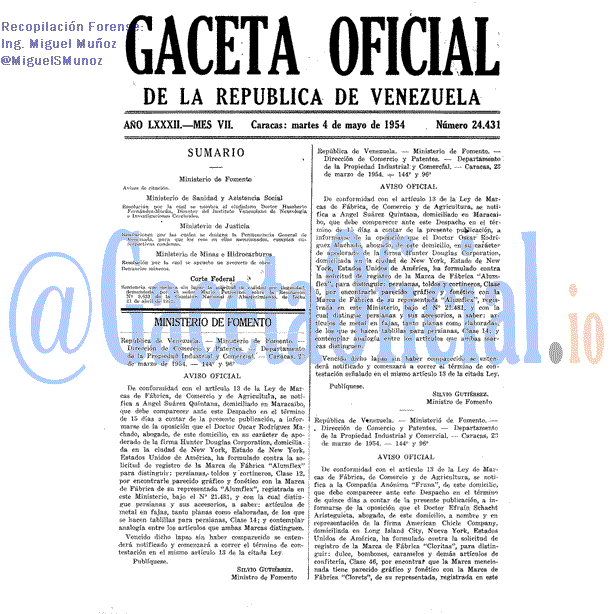 Gaceta Oficial 24431 del 4 Mayo 1954