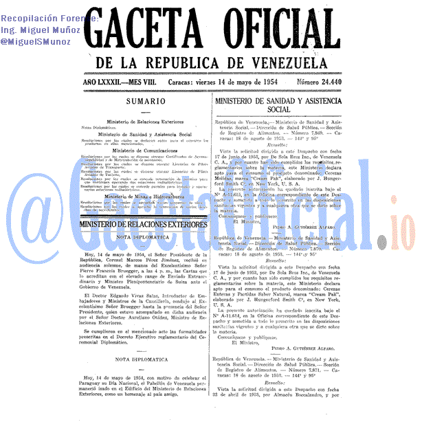 Gaceta Oficial 24440 del 14 Mayo 1954