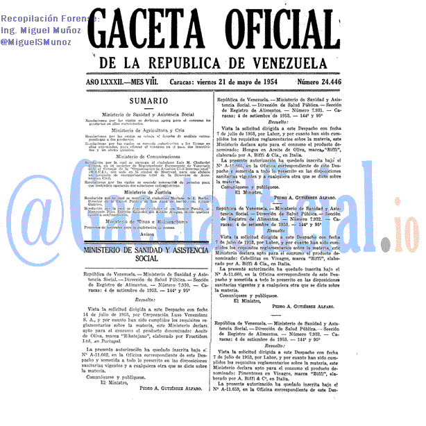 Gaceta Oficial 24446 del 21 Mayo 1954