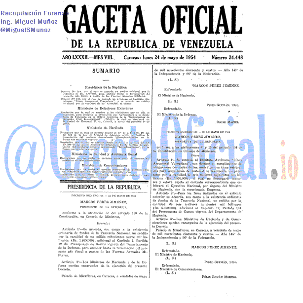 Gaceta Oficial 24448 del 24 Mayo 1954