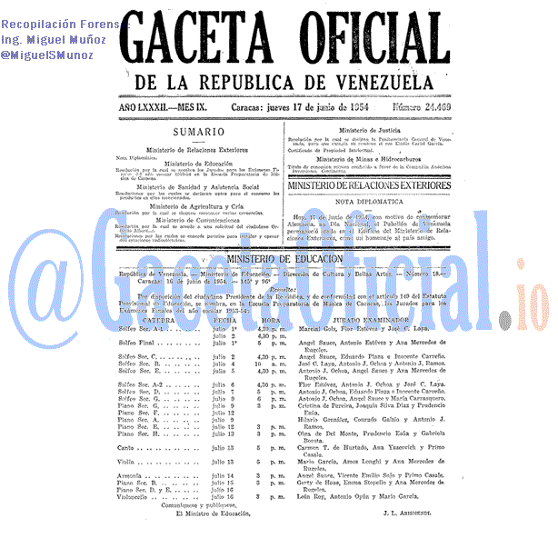 Gaceta Oficial 24469 del 17 Junio 1954