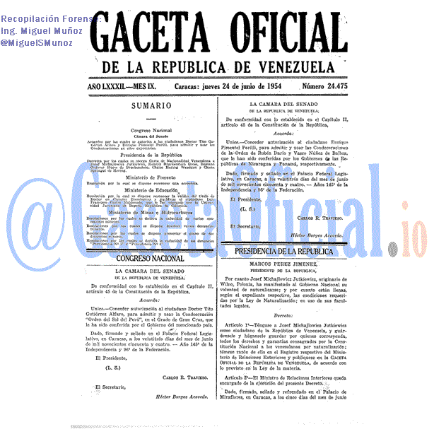 Gaceta Oficial 24475 del 24 Junio 1954