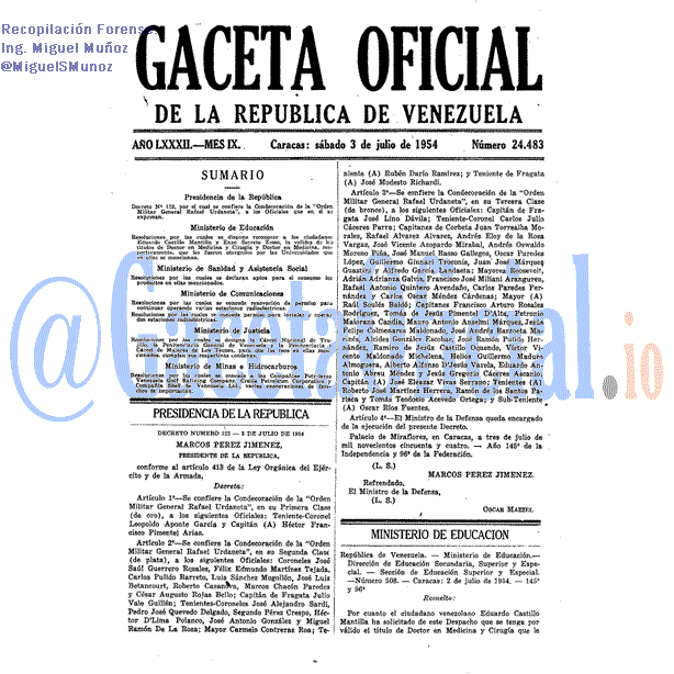 Gaceta Oficial 24483 del 3 Julio 1954
