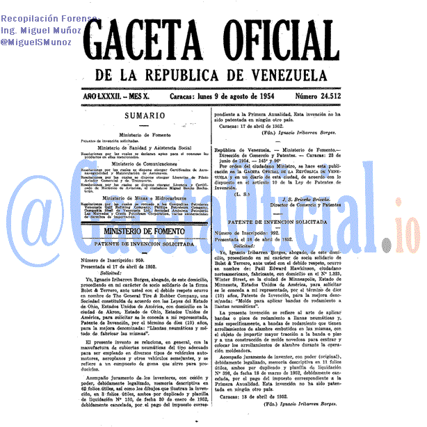 Gaceta Oficial 24512 del 9 Agosto 1954