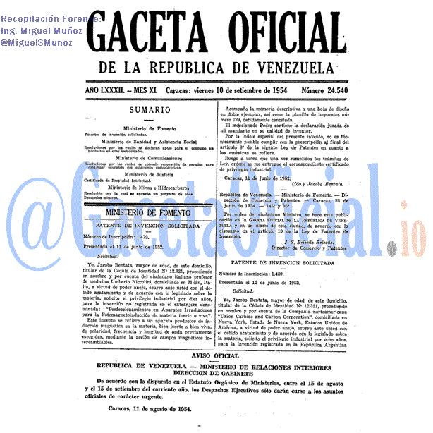Gaceta Oficial 24540 del 10 Septiembre 1954