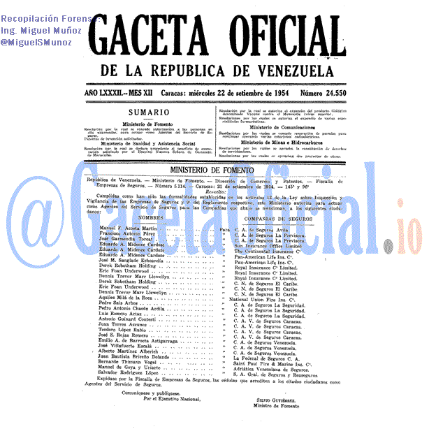 Gaceta Oficial 24550 del 22 Septiembre 1954