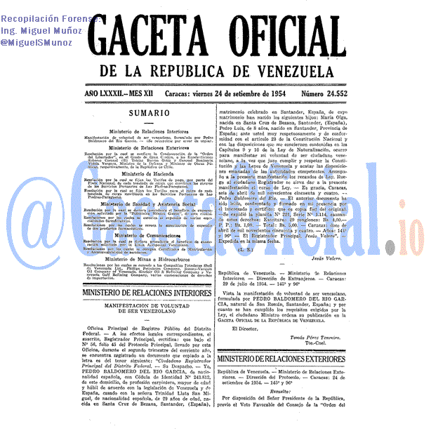 Gaceta Oficial 24552 del 24 Septiembre 1954