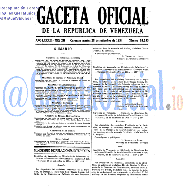 Gaceta Oficial 24555 del 28 Septiembre 1954