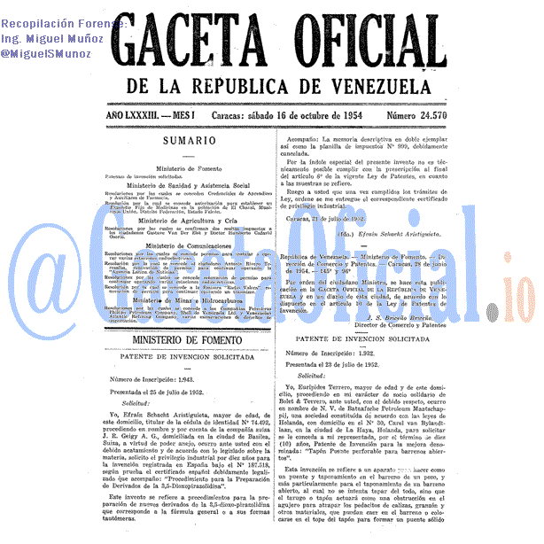Gaceta Oficial 24570 del 16 Octubre 1954