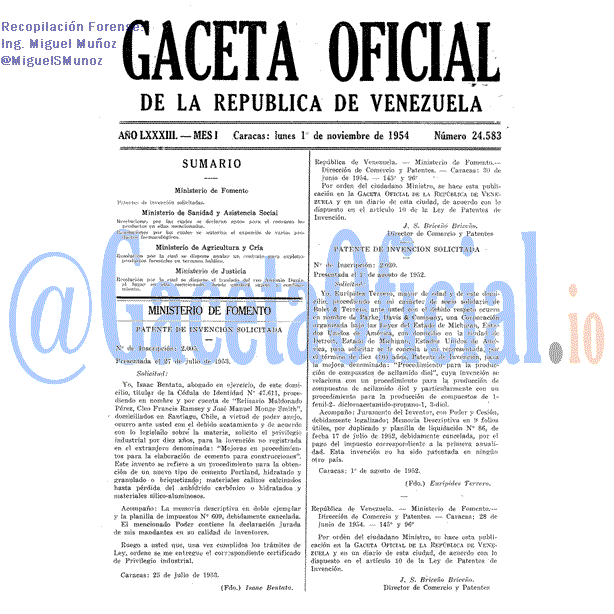 Gaceta Oficial 24583 del 1 Noviembre 1954