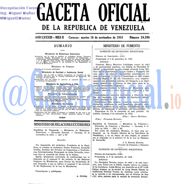 Gaceta Oficial 24596 del 16 Noviembre 1954