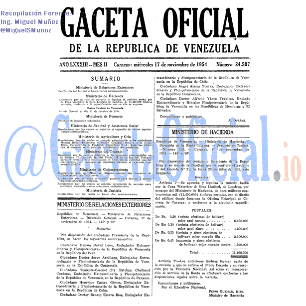 Gaceta Oficial 24597 del 17 Noviembre 1954