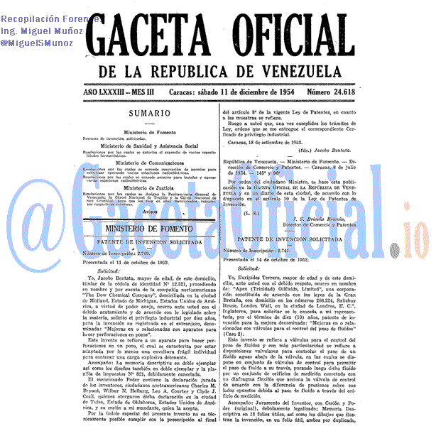 Gaceta Oficial 24618 del 11 Diciembre 1954