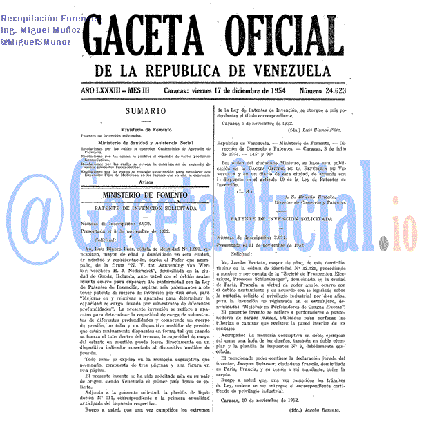 Gaceta Oficial 24623 del 17 Diciembre 1954