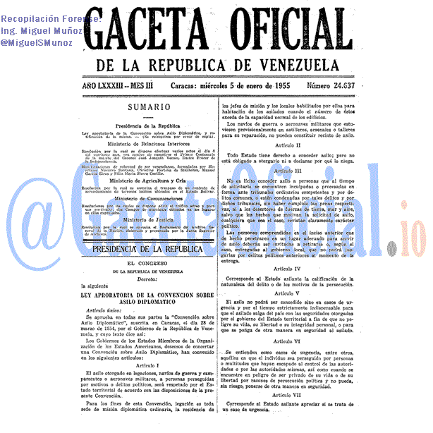 Gaceta Oficial 24637 del 5 Enero 1955