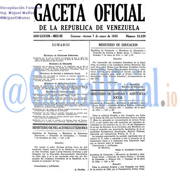 Gaceta Oficial 24639 del 7 Enero 1955