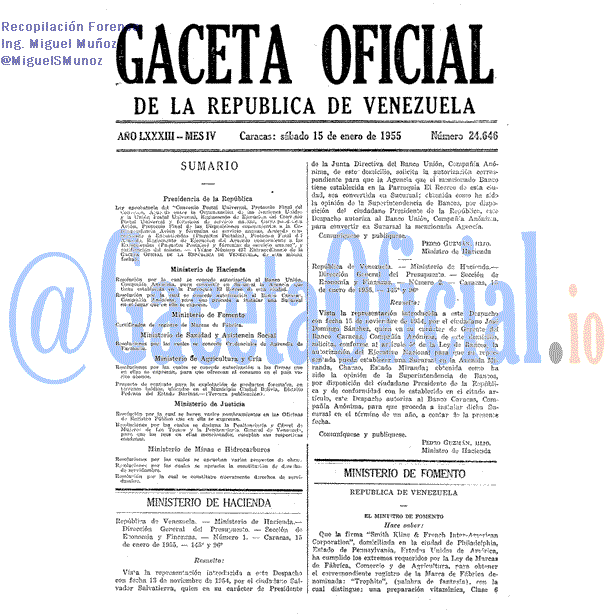 Gaceta Oficial 24646 del 15 Enero 1955