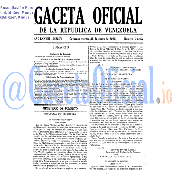 Gaceta Oficial 24657 del 28 Enero 1955
