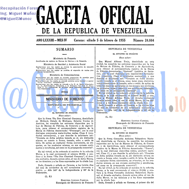 Gaceta Oficial 24664 del 5 Febrero 1955