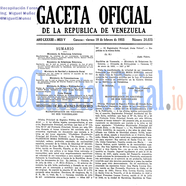 Gaceta Oficial 24675 del 18 Febrero 1955