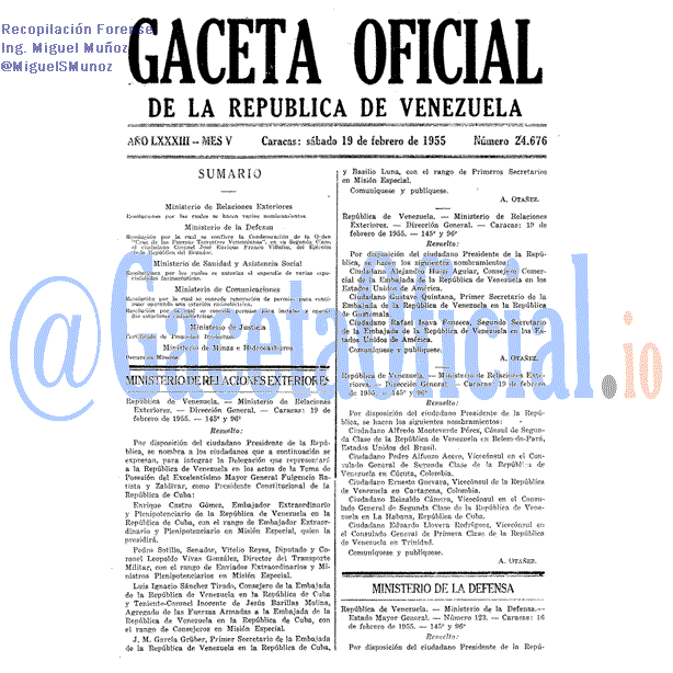 Gaceta Oficial 24676 del 19 Febrero 1955