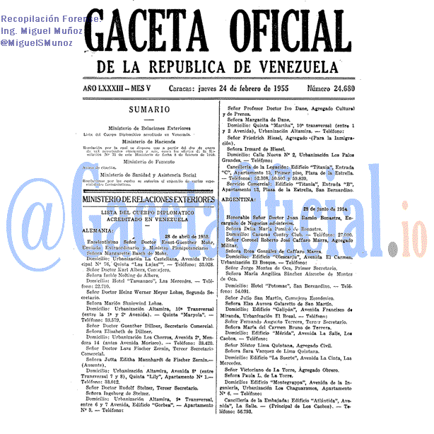 Gaceta Oficial 24680 del 24 Febrero 1955