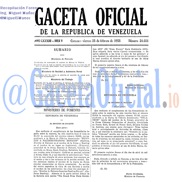 Gaceta Oficial 24681 del 25 Febrero 1955