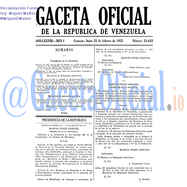 Gaceta Oficial 24683 del 28 Febrero 1955