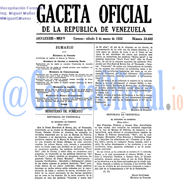 Gaceta Oficial 24688 del 5 Marzo 1955