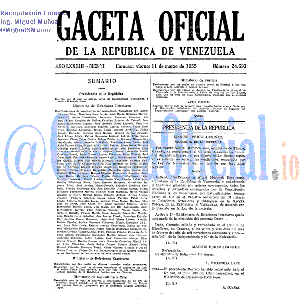 Gaceta Oficial 24693 del 11 Marzo 1955