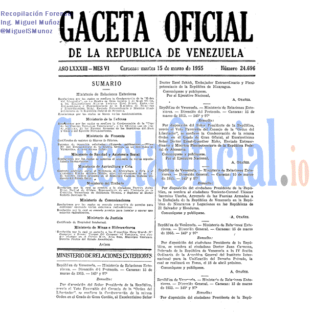 Gaceta Oficial 24696 del 15 Marzo 1955