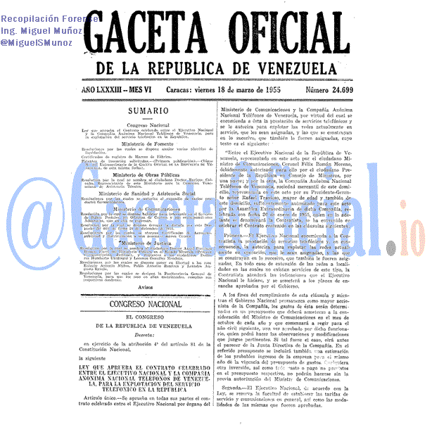Gaceta Oficial 24699 del 18 Marzo 1955