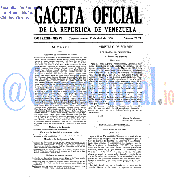 Gaceta Oficial 24711 del 1 Abril 1955