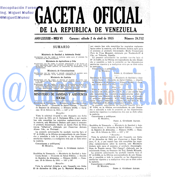 Gaceta Oficial 24712 del 2 Abril 1955