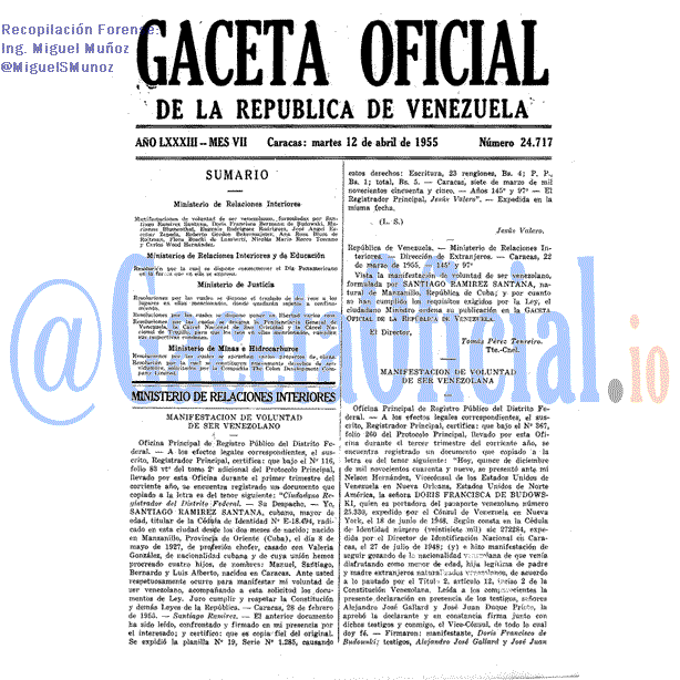 Gaceta Oficial 24717 del 12 Abril 1955