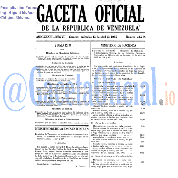 Gaceta Oficial 24718 del 13 Abril 1955