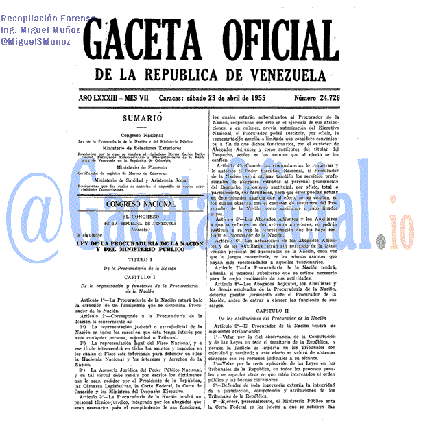 Gaceta Oficial 24726 del 23 Abril 1955