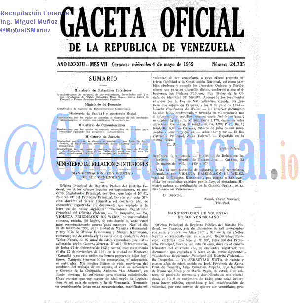 Gaceta Oficial 24735 del 4 Mayo 1955