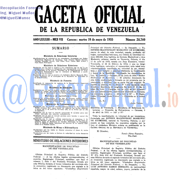 Gaceta Oficial 24740 del 10 Mayo 1955