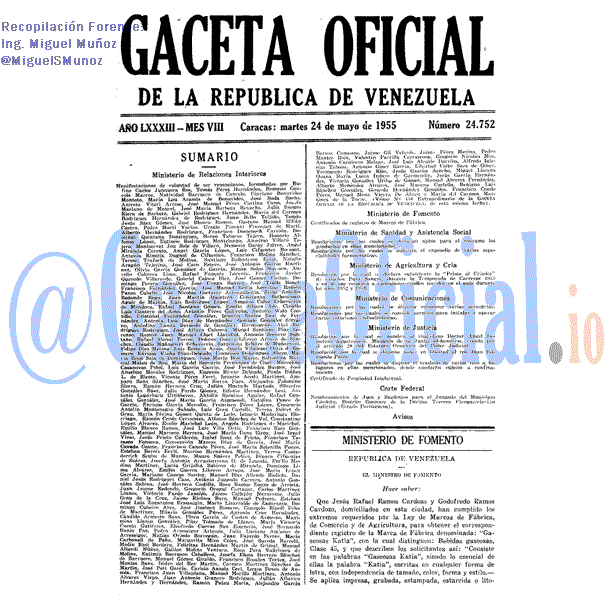 Gaceta Oficial 24752 del 24 Mayo 1955