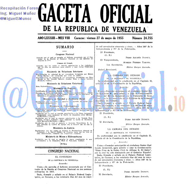 Gaceta Oficial 24755 del 27 Mayo 1955