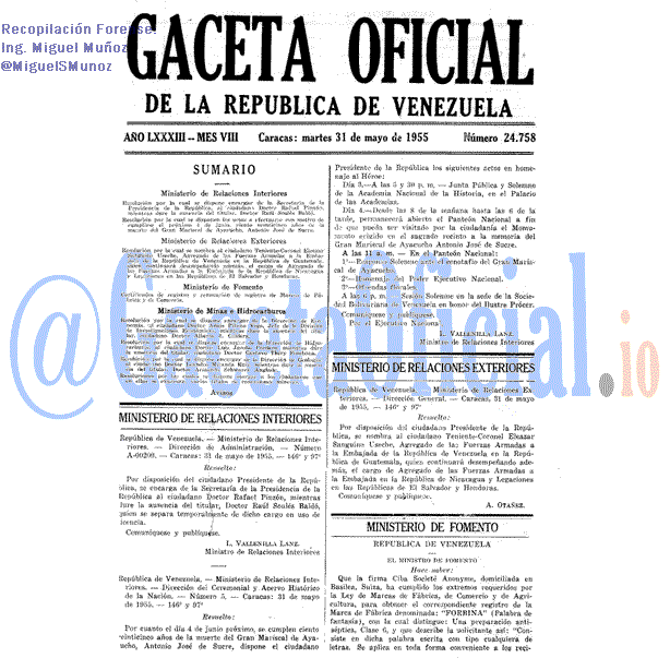 Gaceta Oficial 24758 del 31 Mayo 1955