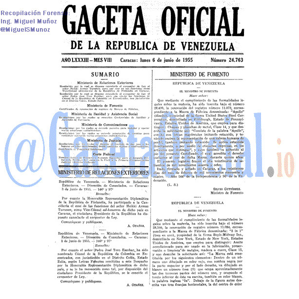 Gaceta Oficial 24763 del 6 Junio 1955