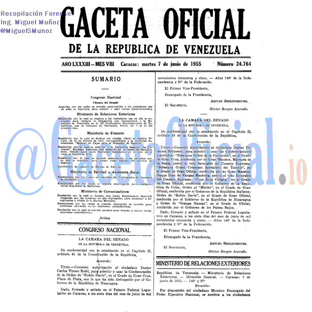 Gaceta Oficial 24764 del 7 Junio 1955