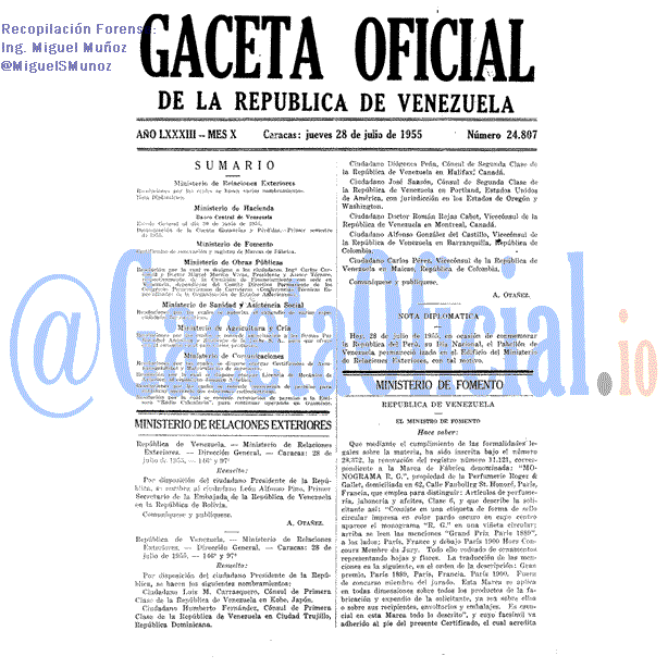 Gaceta Oficial 24807 del 28 Julio 1955