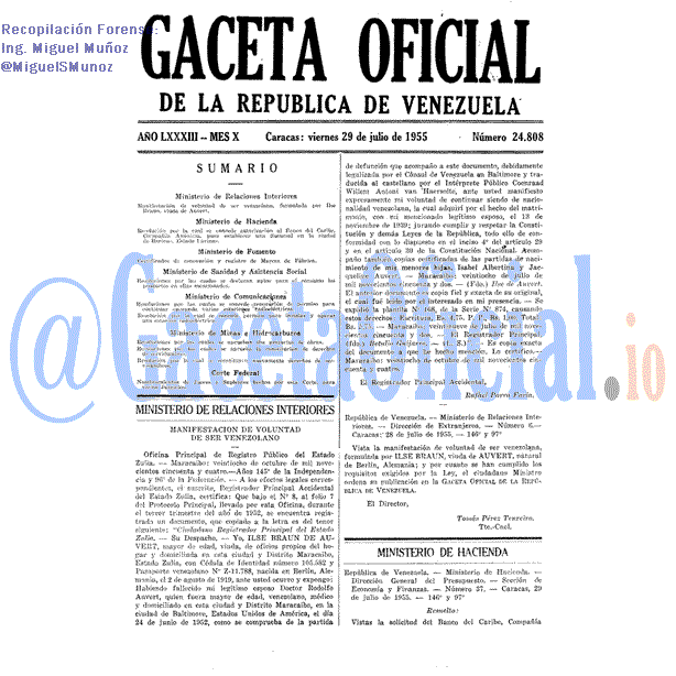 Gaceta Oficial 24808 del 29 Julio 1955