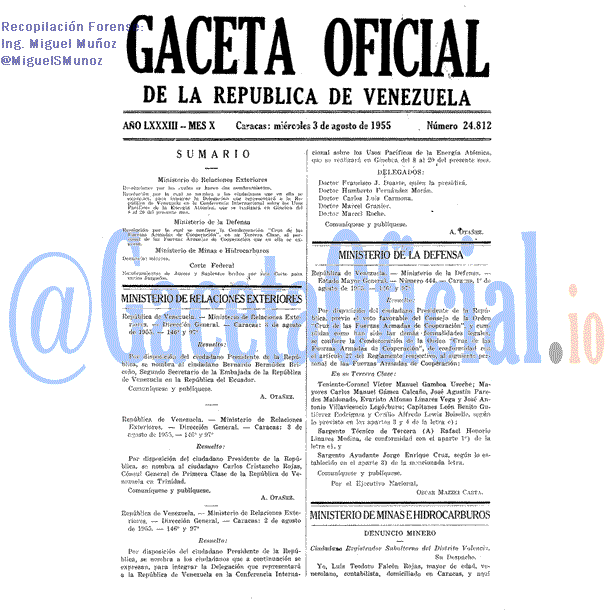 Gaceta Oficial 24812 del 3 Agosto 1955